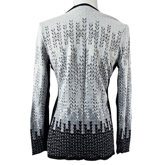 Nic+Zoe Gray Black Ombre Abstract Chevron Sweater Art to Wear Artsy Unique - Picture 2 of 8